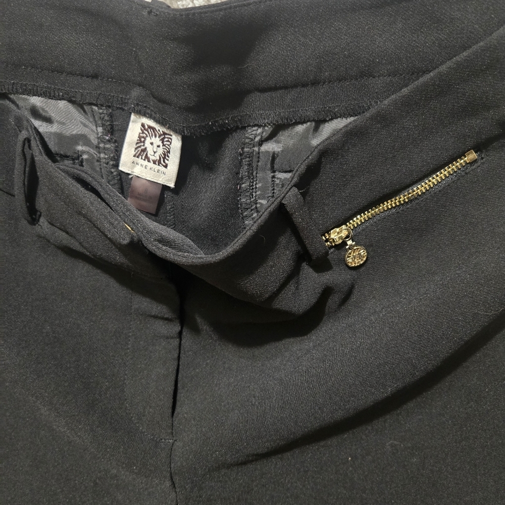 Anne Klein Black Cropped Pants with Gold Accent - Picture 3 of 5